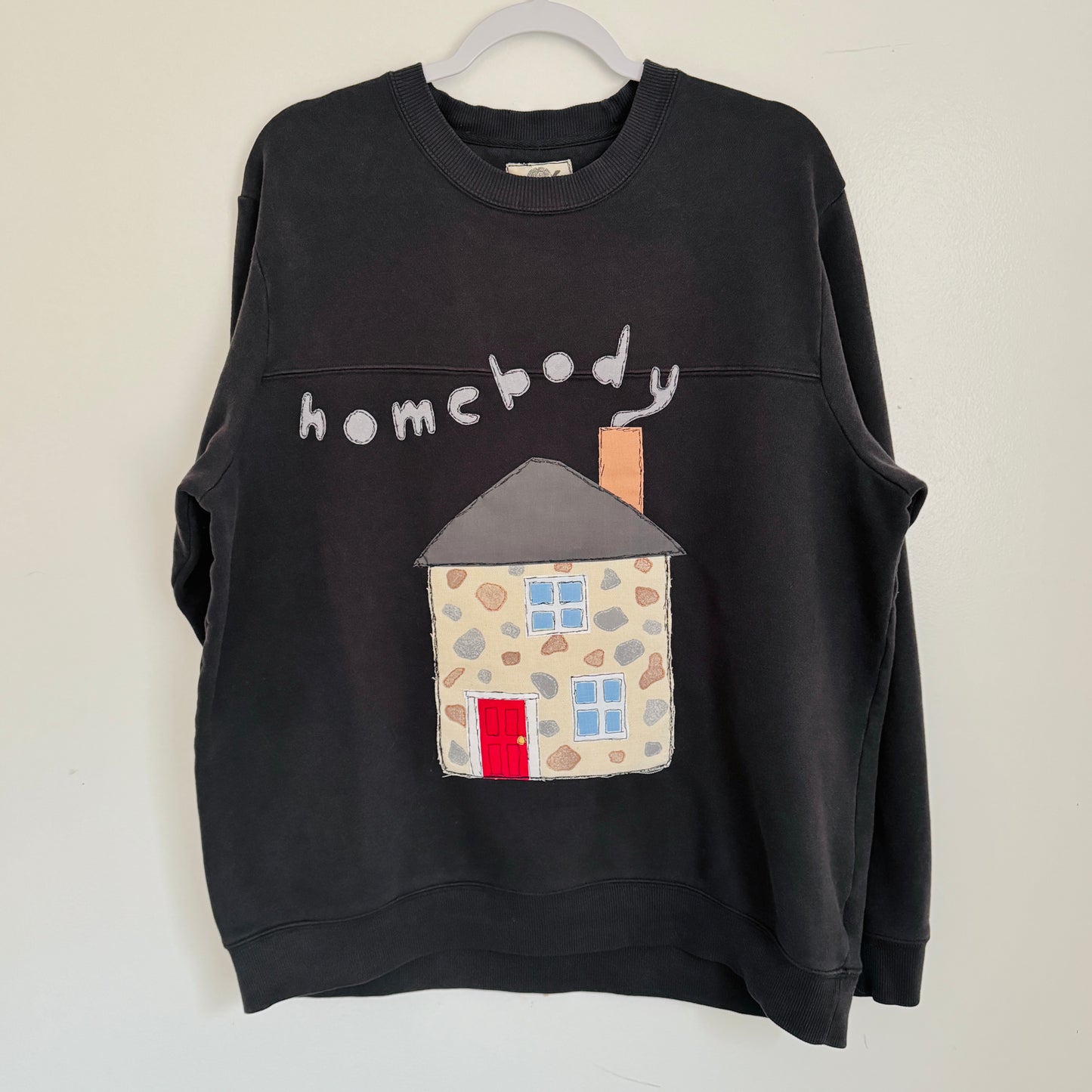 upcycled scrap sweatshirt - homebody