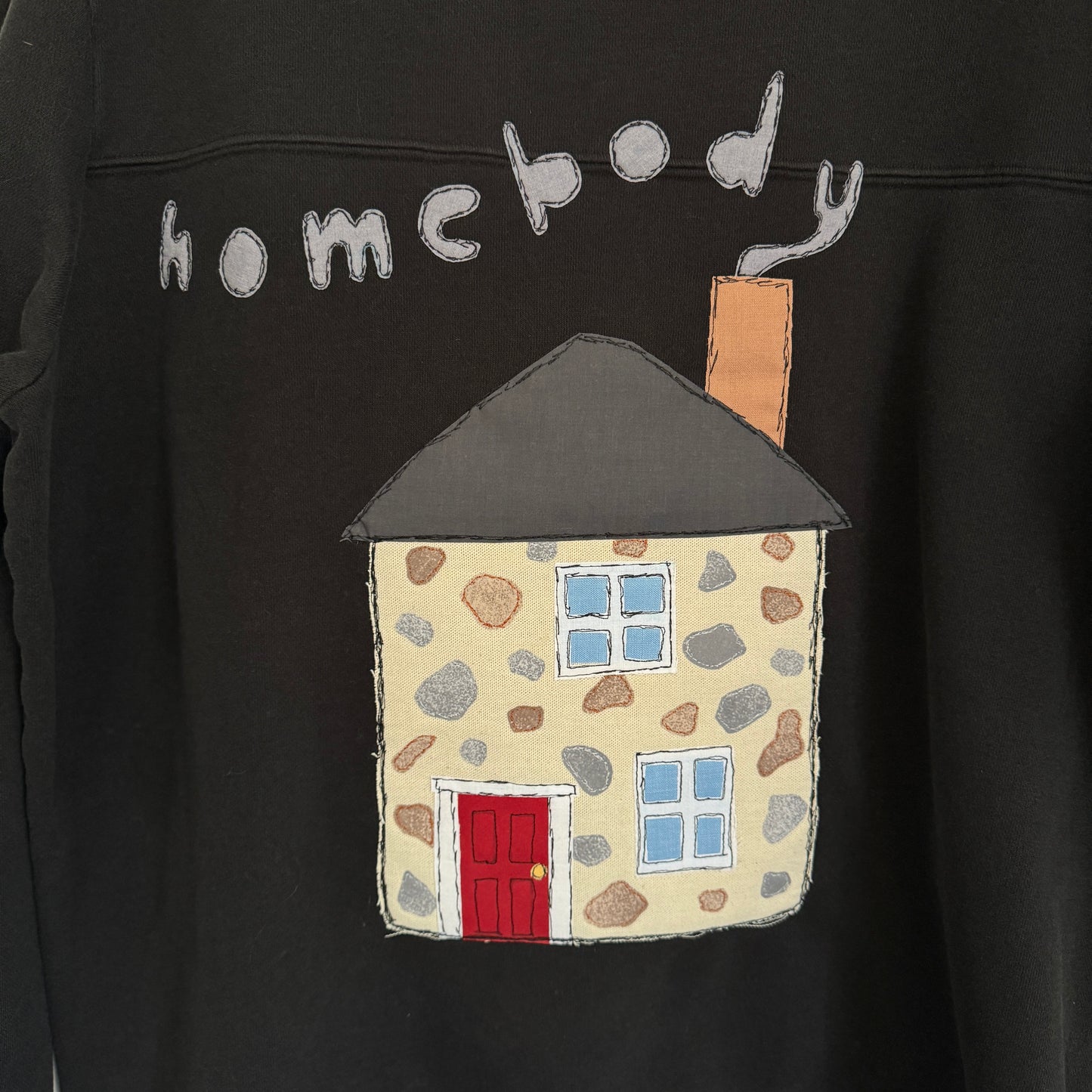 upcycled scrap sweatshirt - homebody