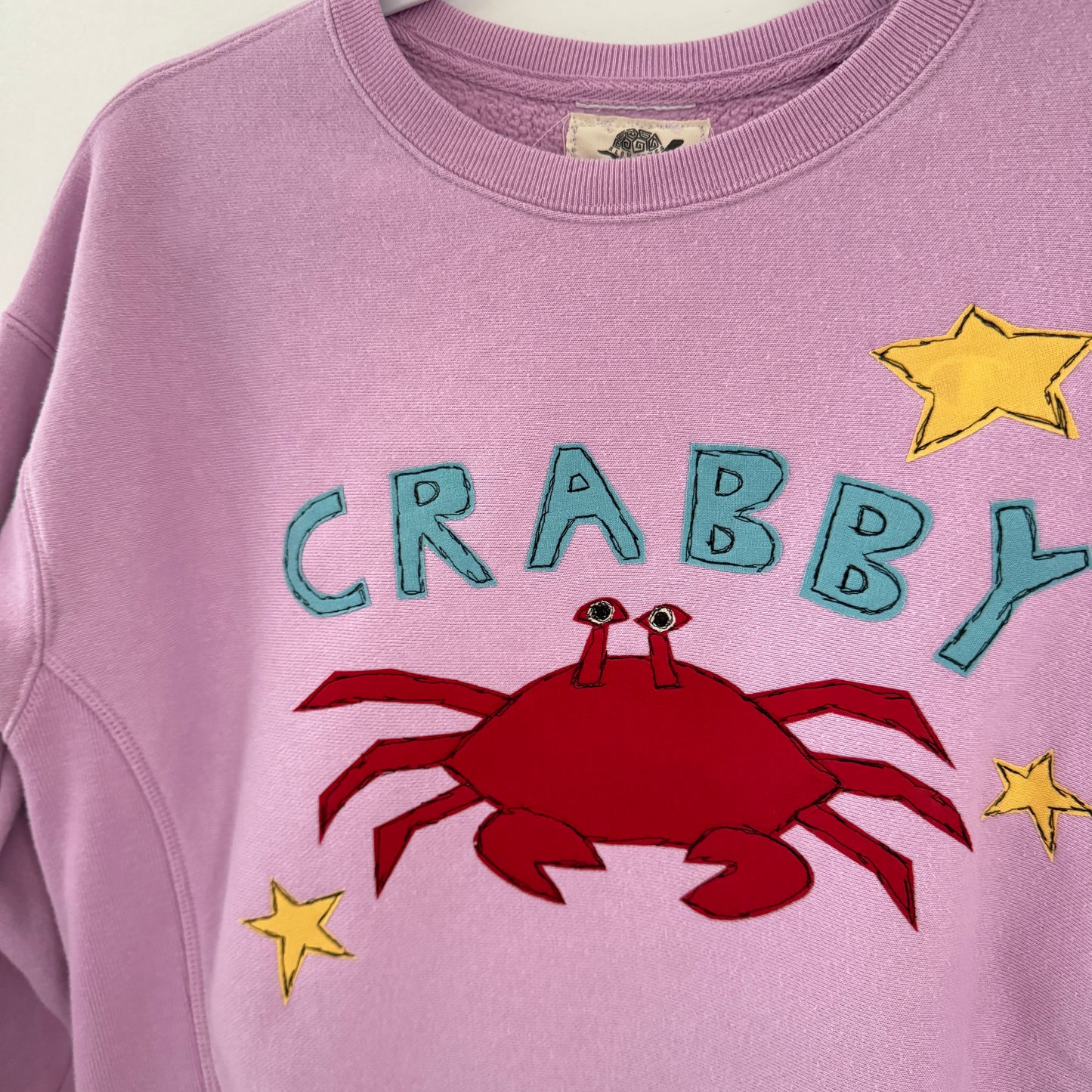 upcycled scrap sweatshirt - crabby