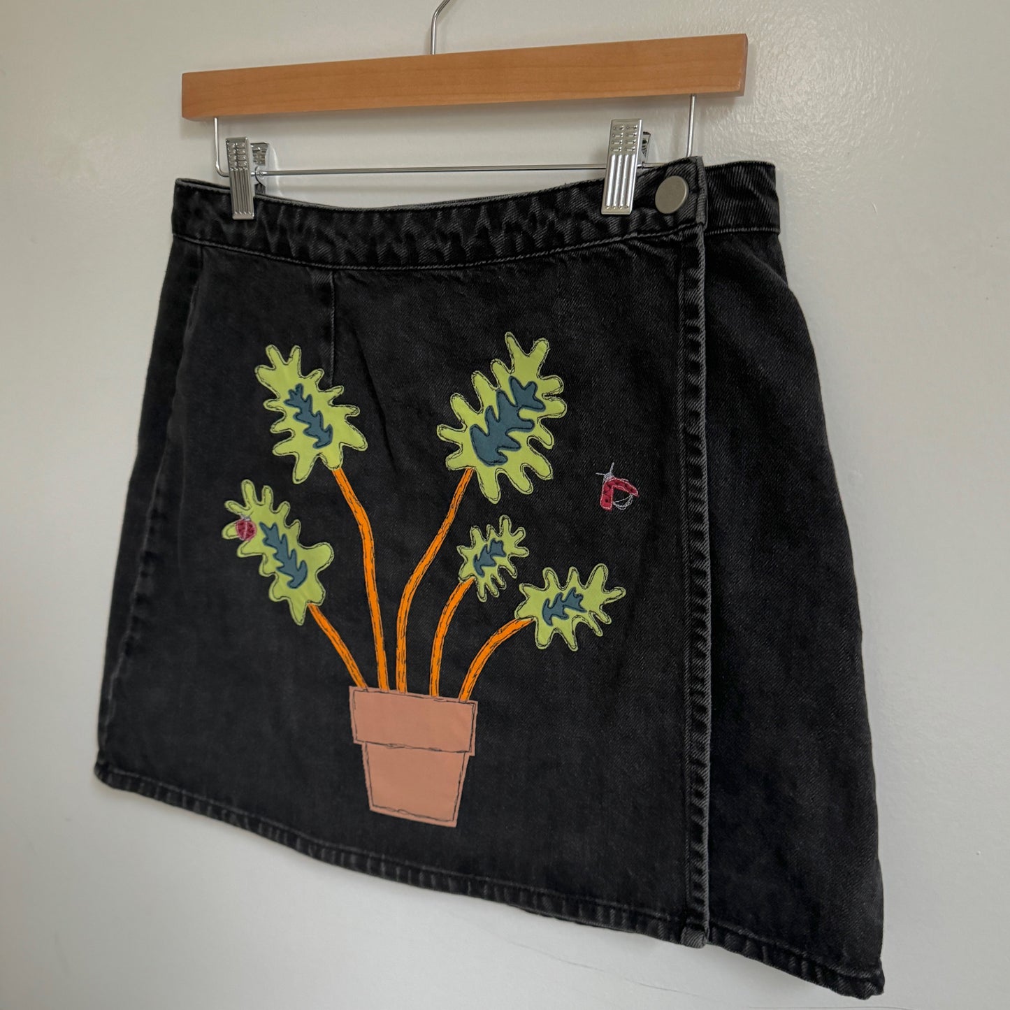 upcycled scrap skirt - potted plant