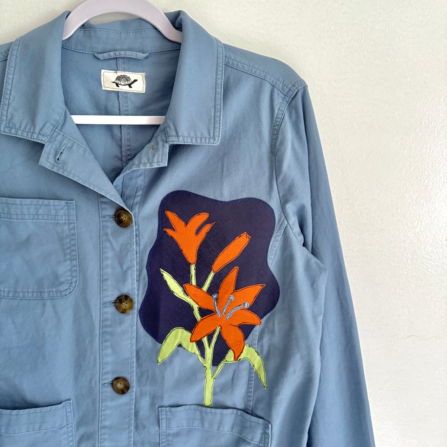 upcycled scrap jacket - lilies