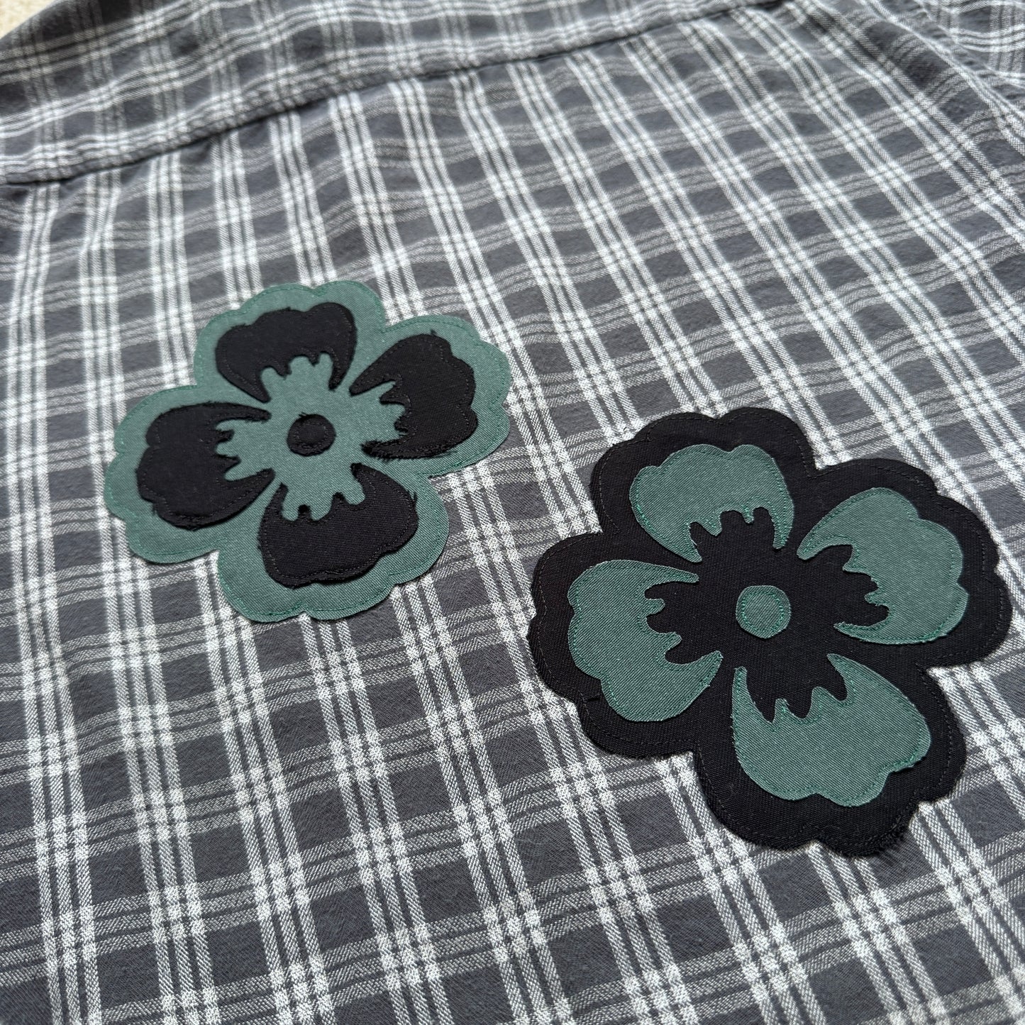 scrap button down - plum flowers