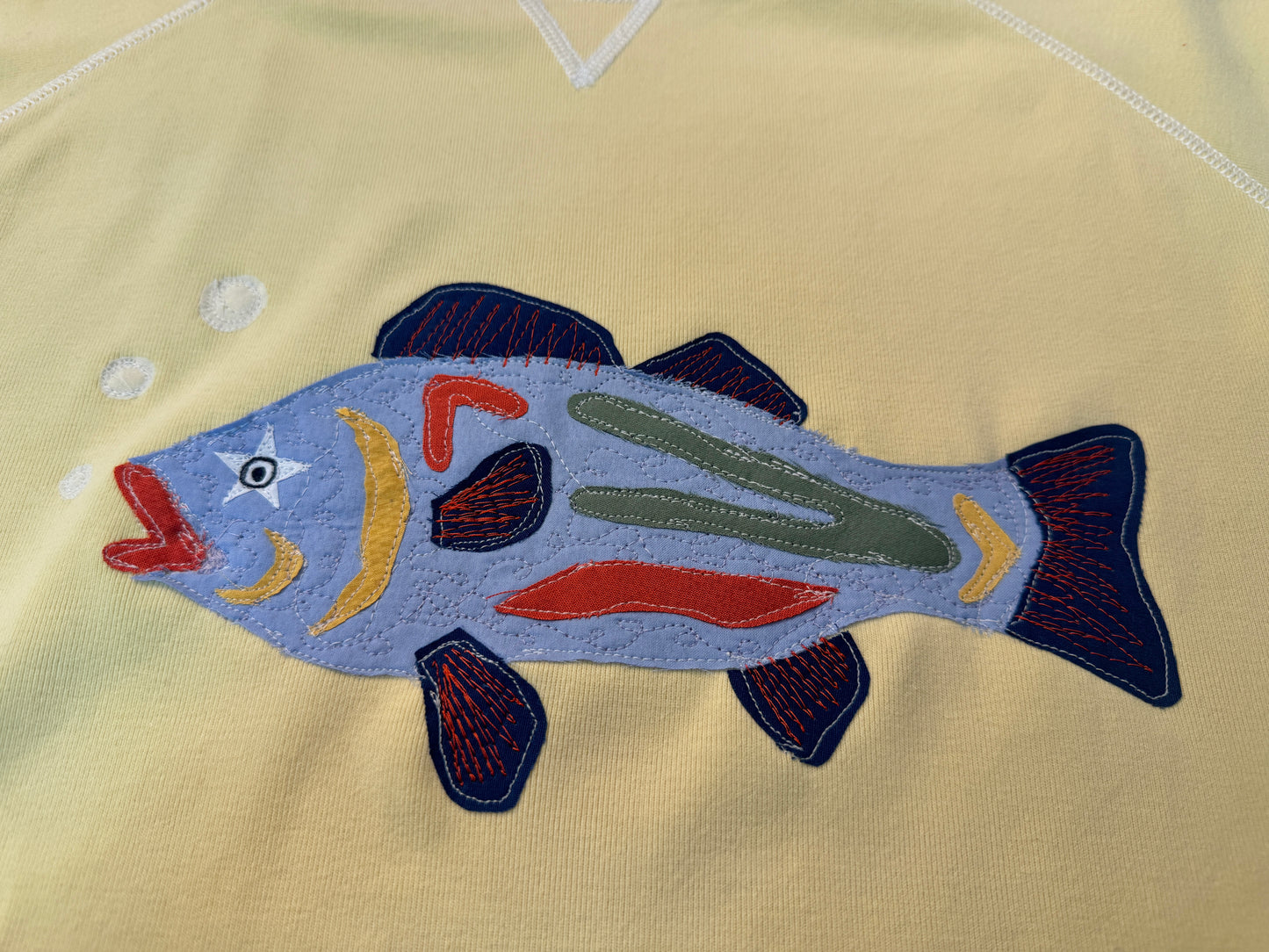 upcycled scrap sweatshirt - fish