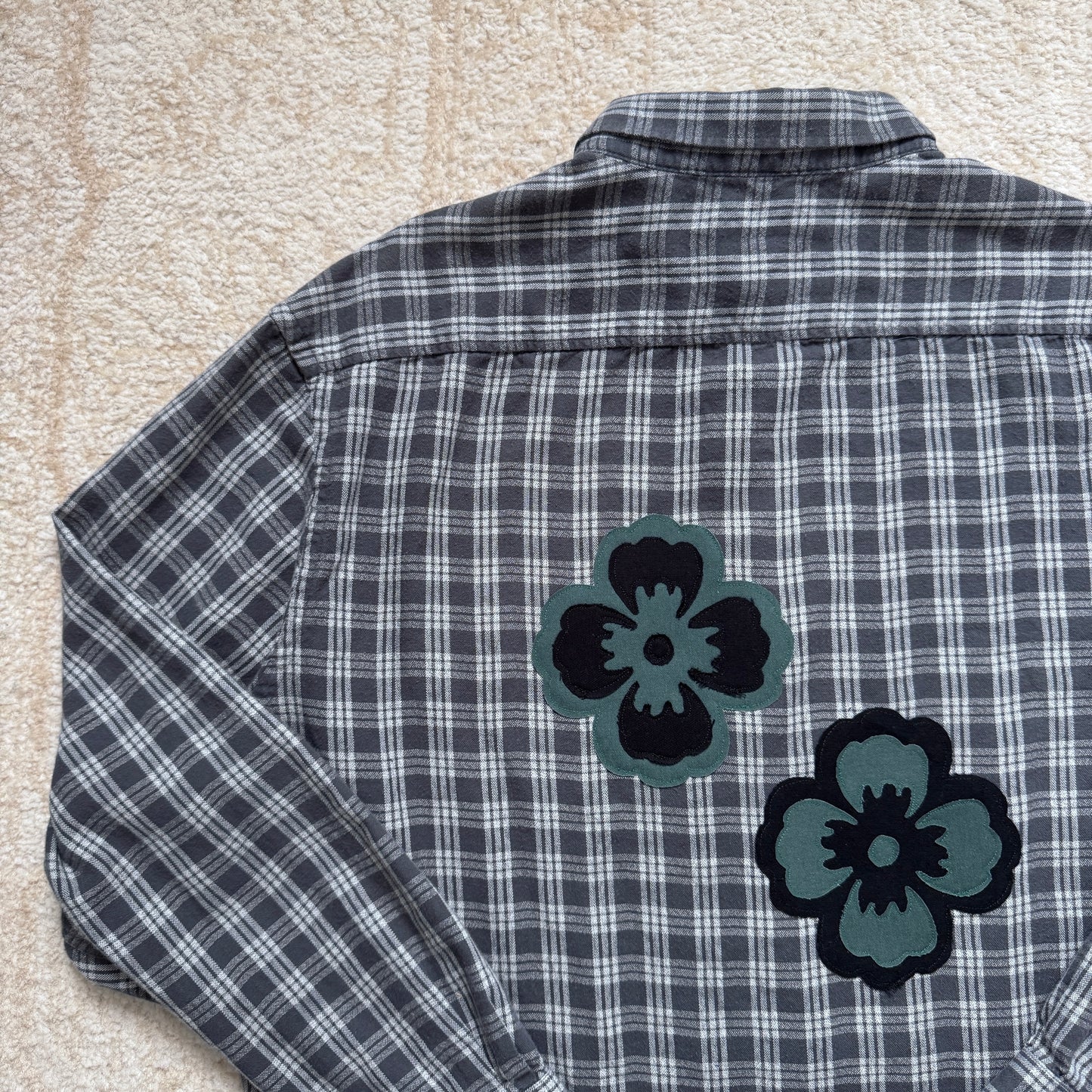 scrap button down - plum flowers