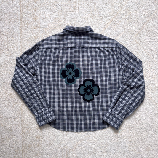 scrap button down - plum flowers