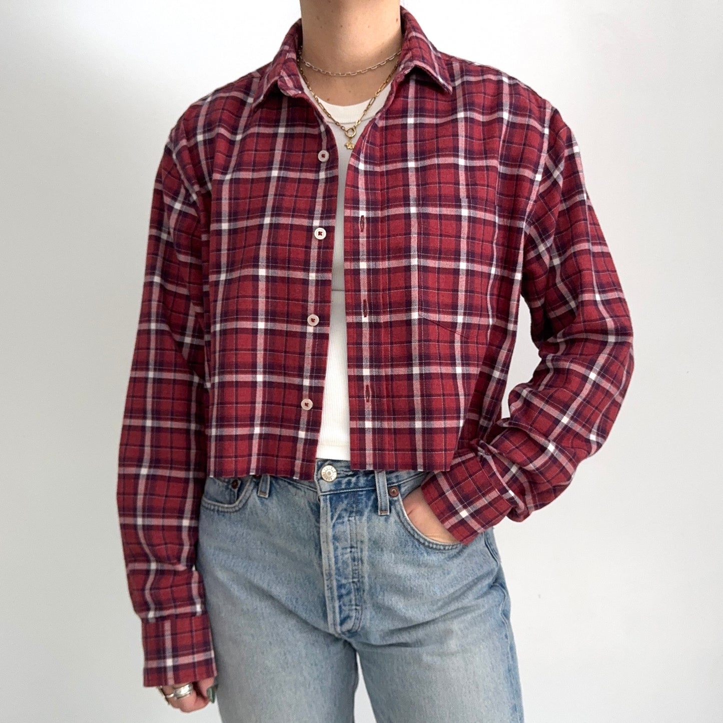 scrap button down - daisies