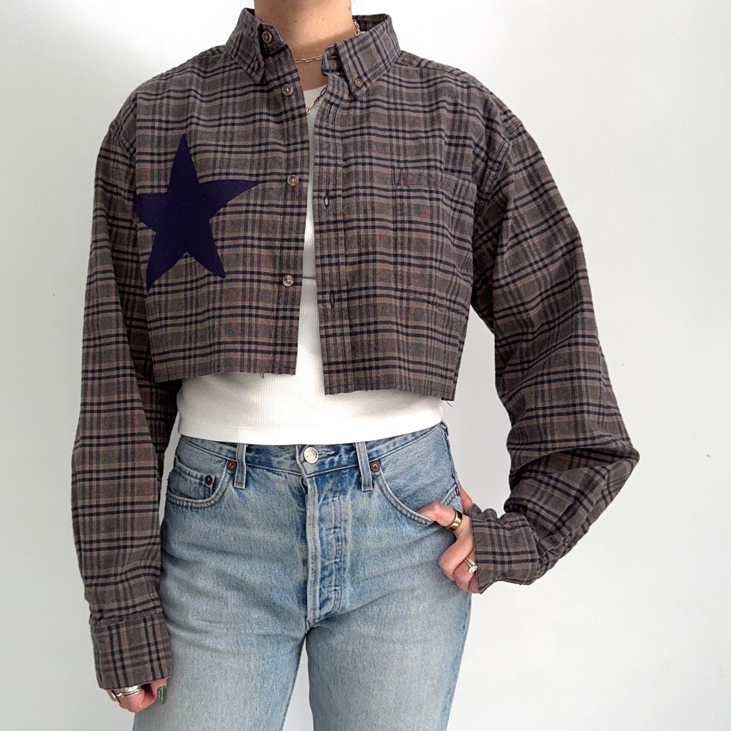 scrap button down - star & hearts