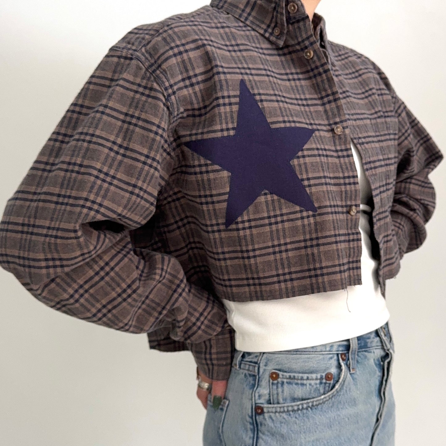 scrap button down - star & hearts