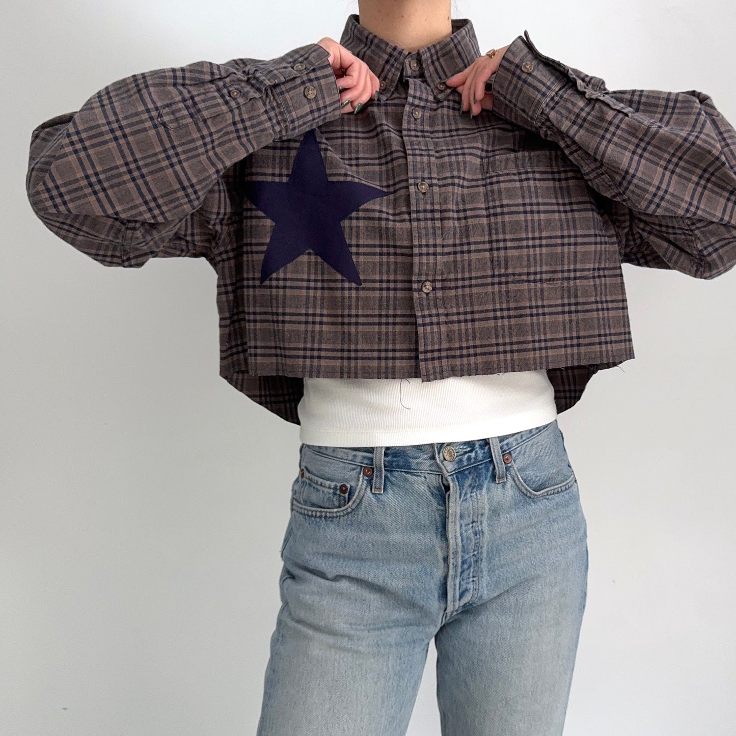 scrap button down - star & hearts