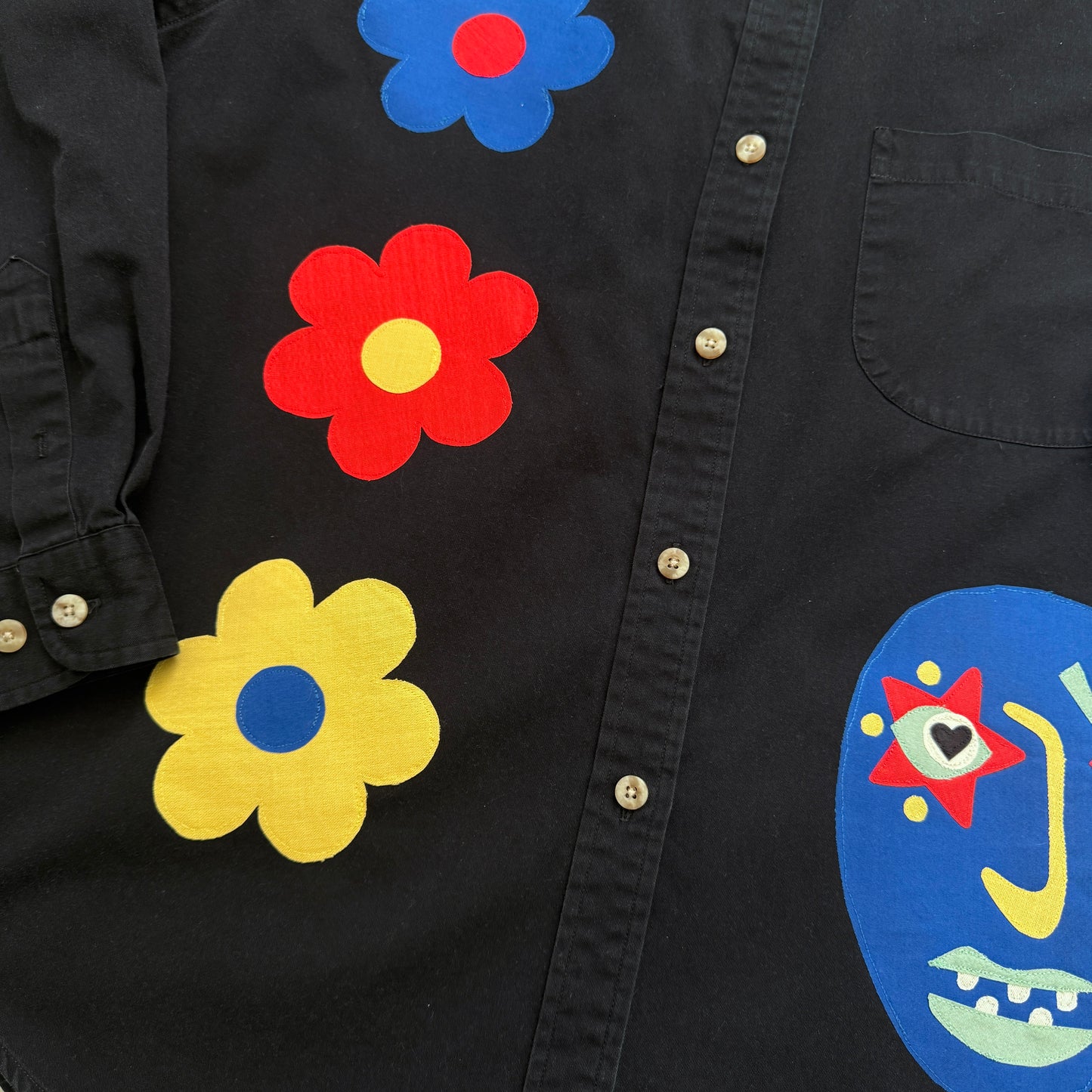 scrap button down - blue face
