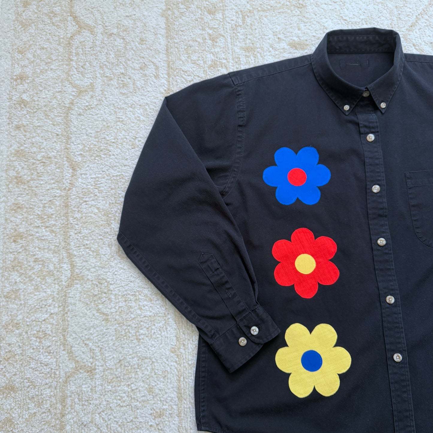 scrap button down - blue face