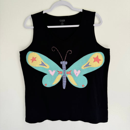 upcycled scrap tank - butterfly