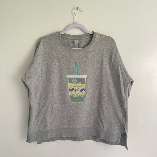 upcycled scrap sweatshirt - iced matcha