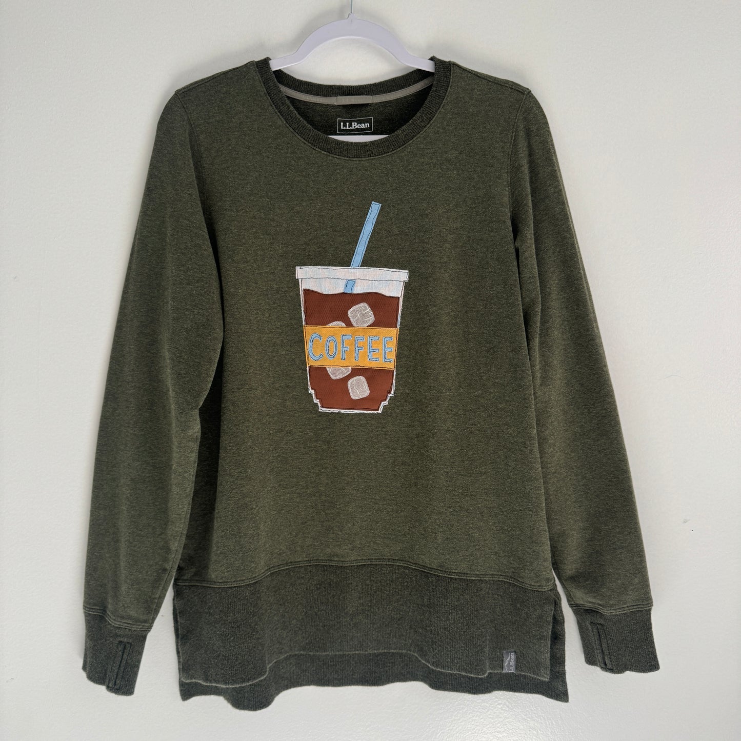 upcycled scrap sweatshirt - iced coffee