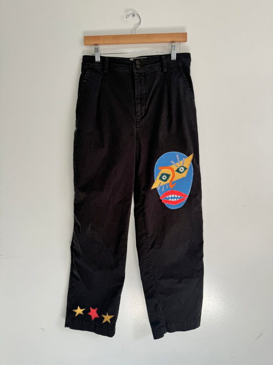 upcycled scrap pants - blue dude