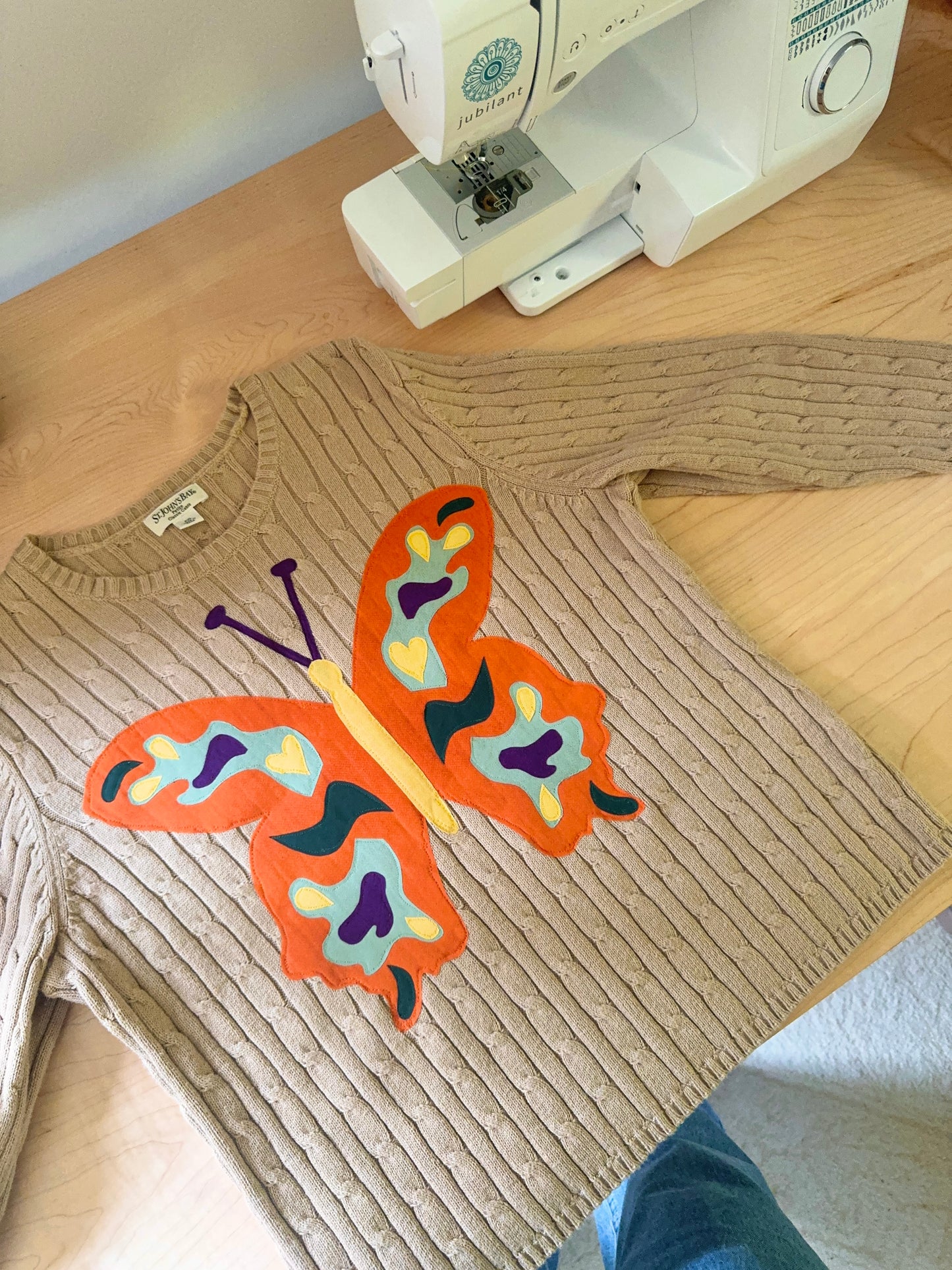 upcycled scrap sweater - butterfly